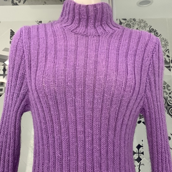 KNITTED BY ME🌺VTG 90’ Handmade Kid Mohair Turtleneck Sweater - Picture 2 of 7